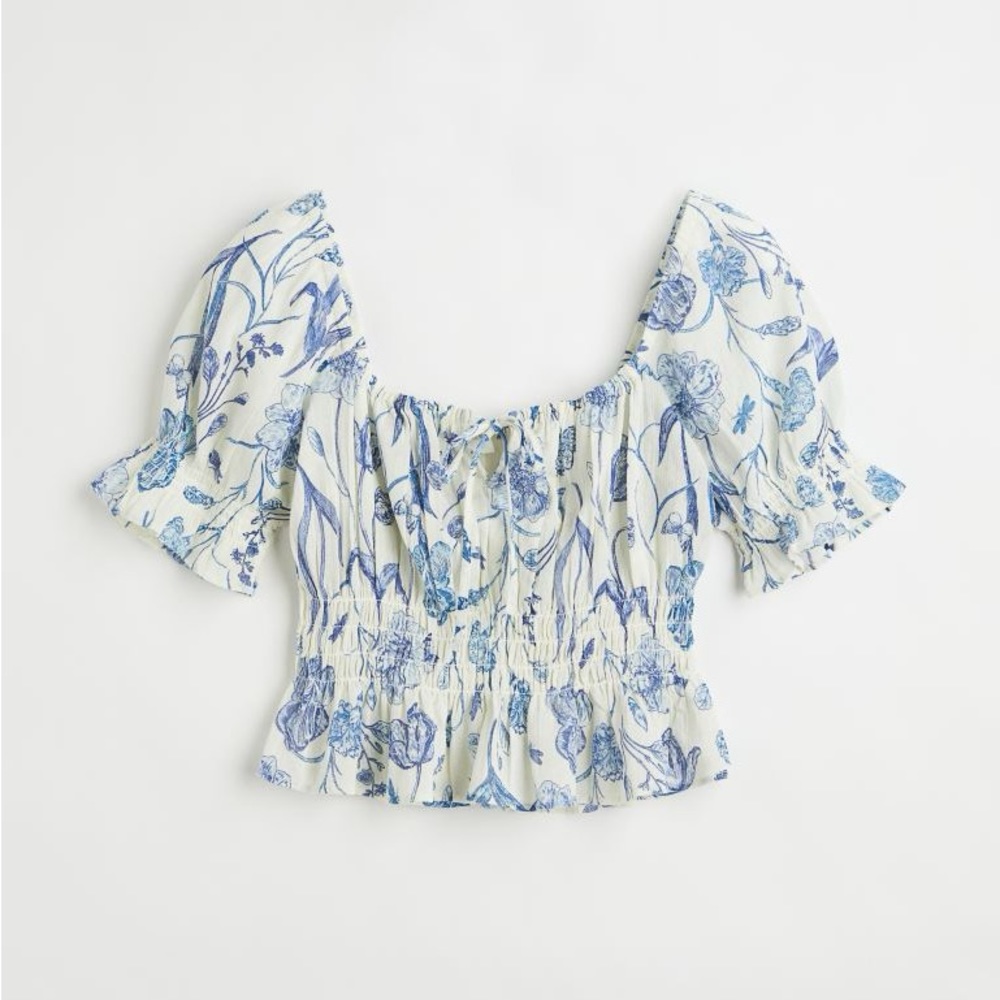 NWT! H&M Puff-Sleeved Peplum Blouse